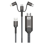 JBQ 3-in-1 Mobile HDMI Cable 2M 4K UHD | Lightning, Type-C & Micro USB (MH-088)