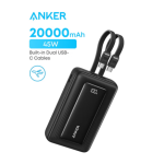 Anker Zolo 20000mAh 45W Fast Charging Power Bank with Dual Built-in USB-C Cables (A1681011)