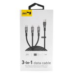 JBQ 3-in-1 Fast Charging Cable 1.5M ? USB-A to Type-C & Dual Lightning, Data Sync, Braided Nylon | (DT-U33) (L-L-C) - Image 2