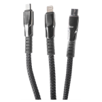 JBQ 3-in-1 Multi-Charging Cable 1.5M ? USB to Lightning, USB-C & Micro-USB | Fast Charge & Data Sync | Braided (DT-U33)