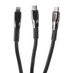 JBQ 3-in-1 Multi Charging Cable 1.5M ? USB to Lightning, USB-C & Micro USB Braided Fast Charge (DT-U33)
