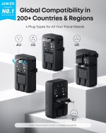 Anker Nano 20W Universal Travel Adapter 5-in-1 Charger, 2 USB-C, 2 USB-A and AC Outlet Worldwide Plug Adapter (A9215311) - Image 2