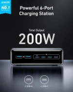 Anker Prime 200W GaN Desktop Charger, 6-Port USB-C and USB-A Fast Charger, 100W PD Charging Station for Mac, iPhone, iPad, and More - Image 2