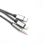 JBQ 3-in-1 Digital Audio Cable | Lightning, USB-C & 3.5mm AUX | 1.2M Braided Nylon (AX-31) - Image 2