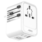 JBQ 45W GaN Universal Travel Adapter PD QC3.0 Fast Charger with 2 USB-C + USB-A, Worldwide Plug (UK/US/EU/AU) (UT-401W)